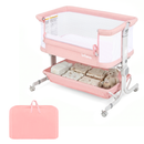INFANS 3-in-1 Baby Bassinet, Bedside Sleeper with Comfy Mattress, Wheels, 6-Height Adjustable, Storage Basket