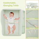 INFANS Baby Changing Table with Wheels, Portable Folding Diaper Station Nursery Organizer with Storage Basket, Hanging Rack, Adjustable Height, Safety Belt for Newborn Infant