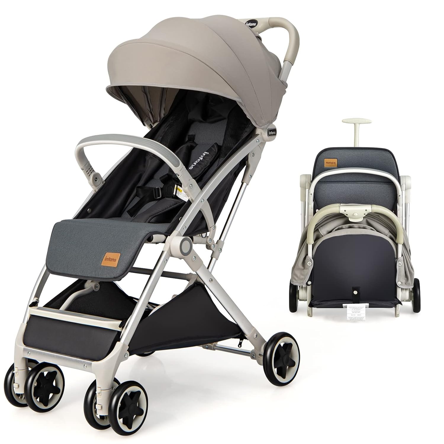 INFANS Lightweight Baby Stroller, Compact Infant with One-Hand Fold, Travel Stroller for Airplane
