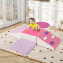 Olakids Climbing Toys for Toddlers, 6 Pieces Baby Foam Blocks Soft Play Set with PU Leather