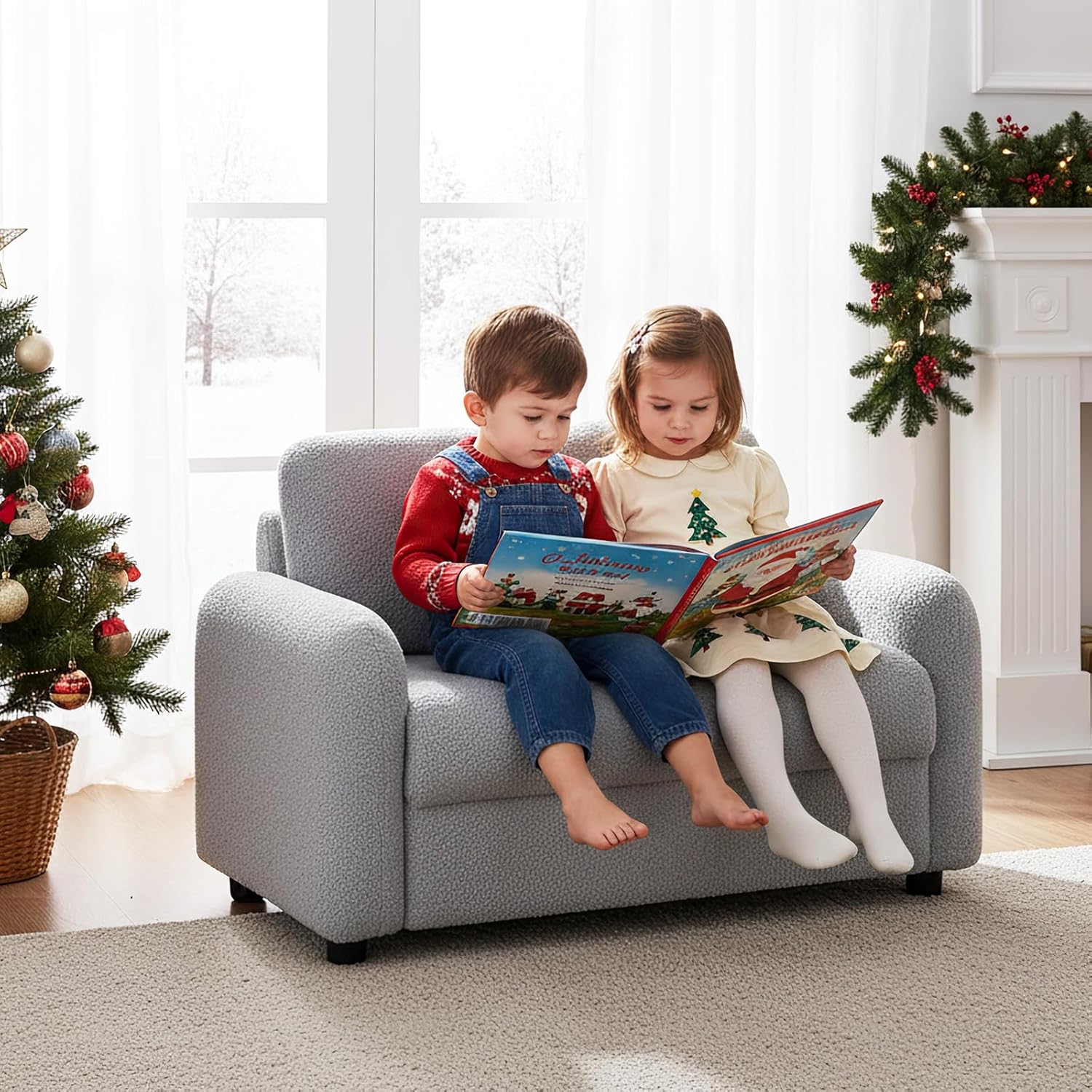 OLAKIDS Kids Sofa, 2 Seat Soft Thick Upholstered Couch for Playroom Kids Boys Girls