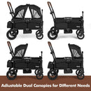 INFANS Wagon Stroller for 2 Kids, Collapsible Adjustable Push Pull Handle Bar, 2 Seater Stroller Wagon