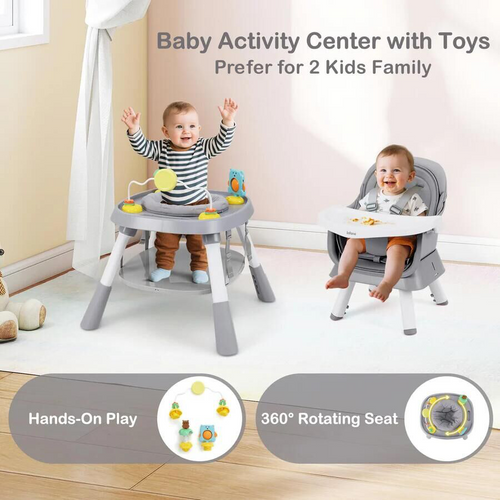 INFANS 9 in 1 High Chair, Convertible Baby Highchair, Table and Chair Set Building Block Infant Dining Booster Seat