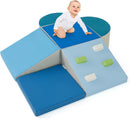 Olakids Climbing Toys for Toddlers, 6 Pieces Baby Foam Blocks Soft Play Set with PU Leather