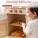 OLAKIDS Play Kitchen, Wooden Kids Cooking Toy with Realistic Lights Sounds, Ice Maker, Microwave, 14 Pretend Play Accessories for Boys Girls Ages 3+