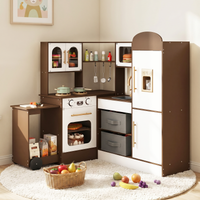 OLAKIDS Corner Kids Kitchen, Wooden Pretend Playset for Boys Girls Aged 3+