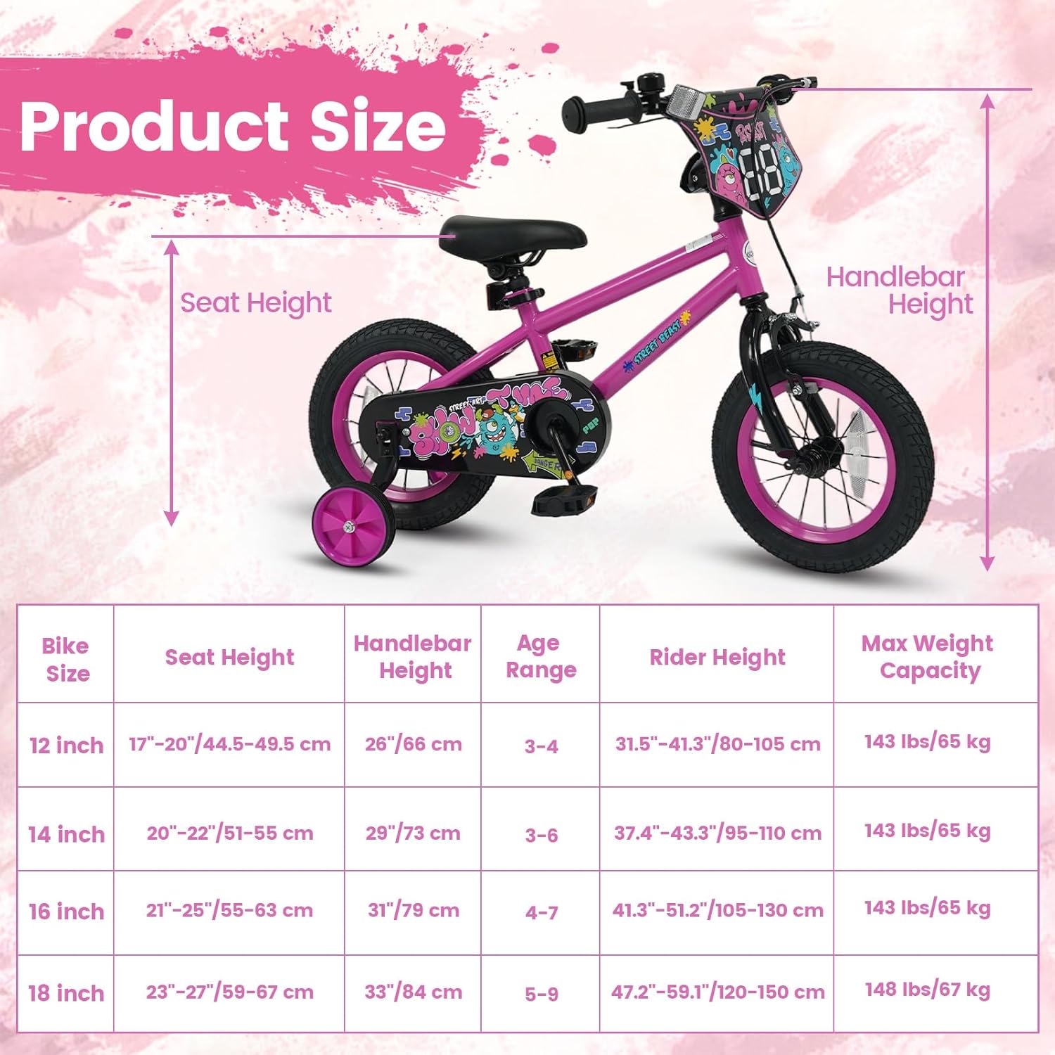 Olakids Kids Bike, 12 14 16 18 Inch BMX Style Toddlers Bike
