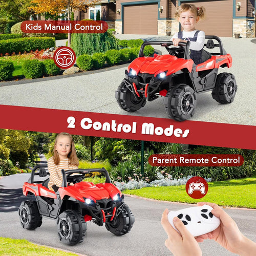 OLAKIDS 12V Ride on UTV, Battery Powered Off-Road Kids Electric Vehicles with Remote Control, Music, Horn, MP3, Lights, 3 Speeds, Soft Start, Ride on Truck for 3+ Boys Girls
