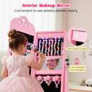 OLAKIDS Kids Jewelry Armoire Cabinet, 360° Swivel Lockable Standing Makeup Organizer