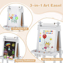 OLAKIDS Easel for Kids, 3 in 1 Adjustable Painting Art Board, Foldable Double-Sided Wooden Drawing Chalkboard Magnetic Whiteboard