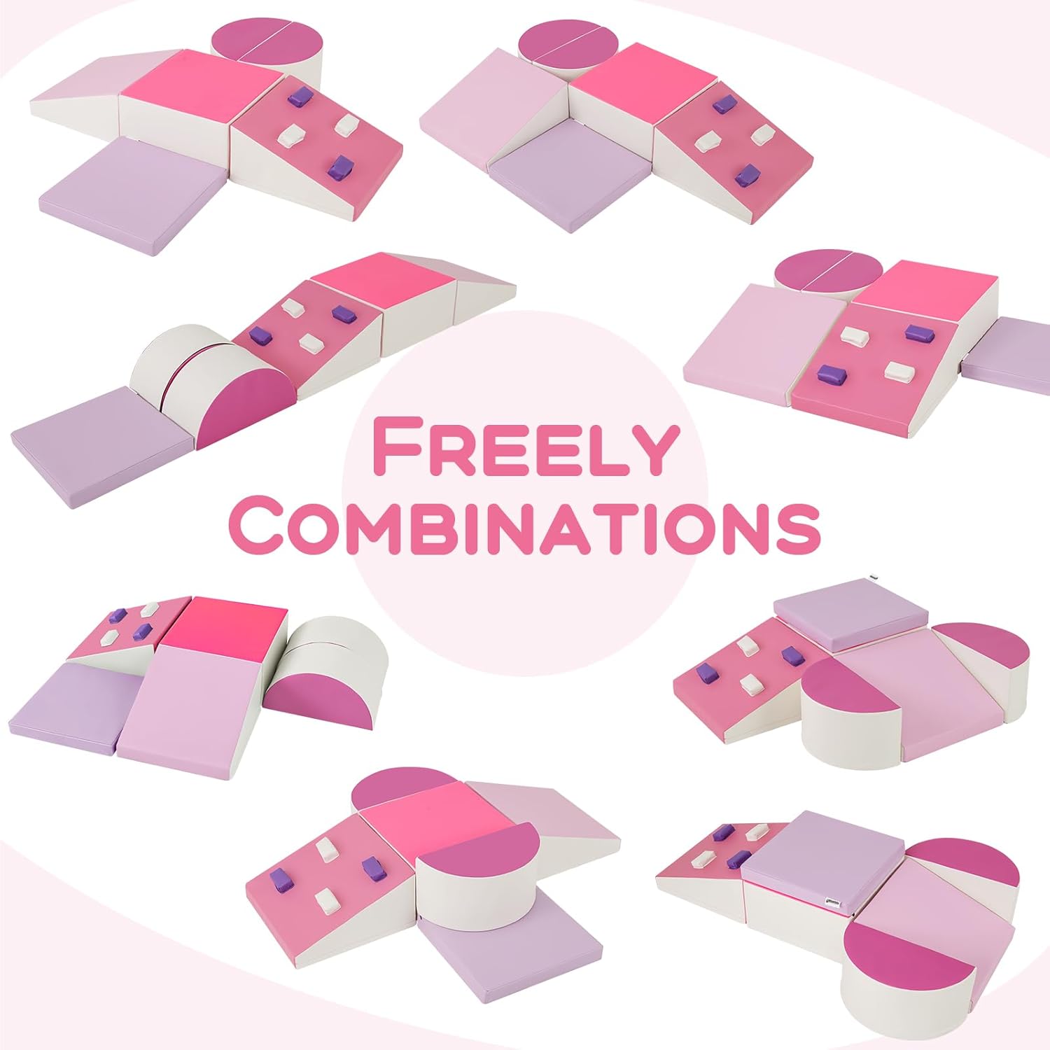 Olakids Climbing Toys for Toddlers, 6 Pieces Baby Foam Blocks Soft Play Set with PU Leather