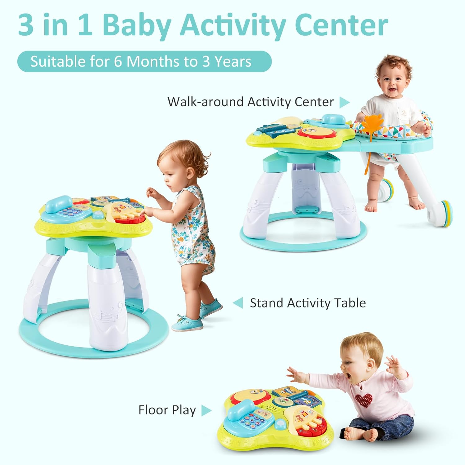 INFANS 3 in 1 Walk Around Baby Activity Center Baby Walker