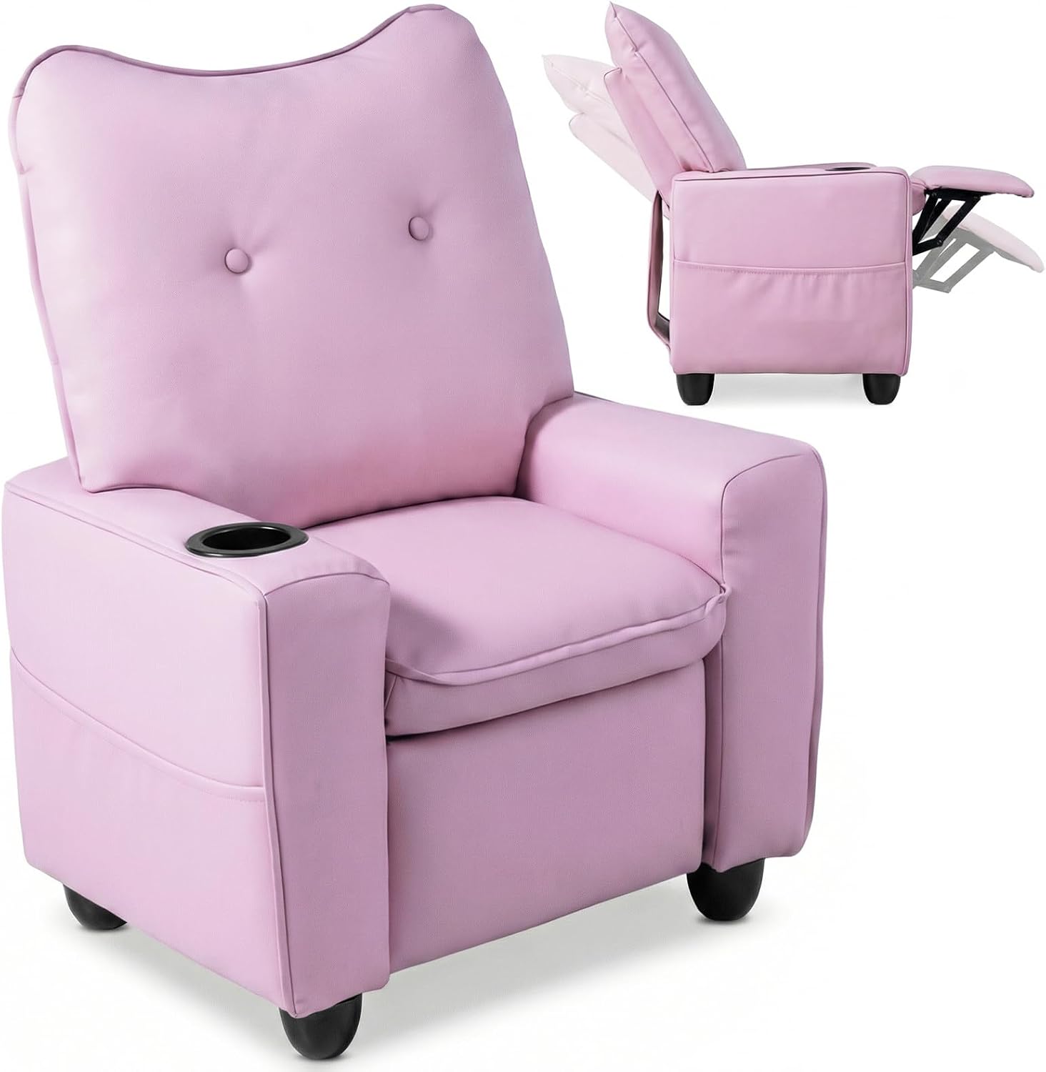 OLAKIDS Toddler Lounge Chair PU Leather Toddler Reclining Couch for Children Boys Girls