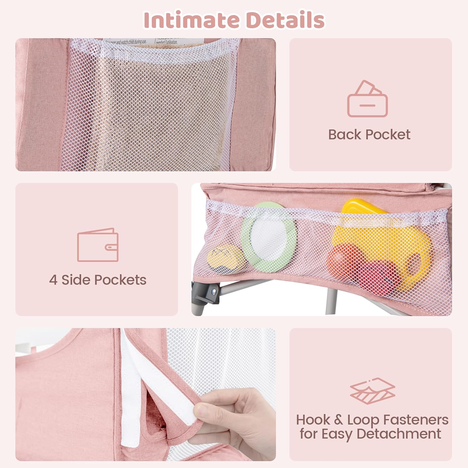 INFANS Baby High Chair, Foldable Portable Highchair for Babies and Toddlers with Travel Bag Adjustable Tray, 5 Point Harness, Compact Space Saver Infant Feeding Chair (Grey)
