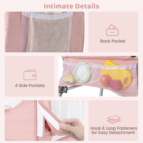 INFANS Baby High Chair, Foldable Portable Highchair for Babies and Toddlers with Travel Bag Adjustable Tray, 5 Point Harness, Compact Space Saver Infant Feeding Chair (Grey)
