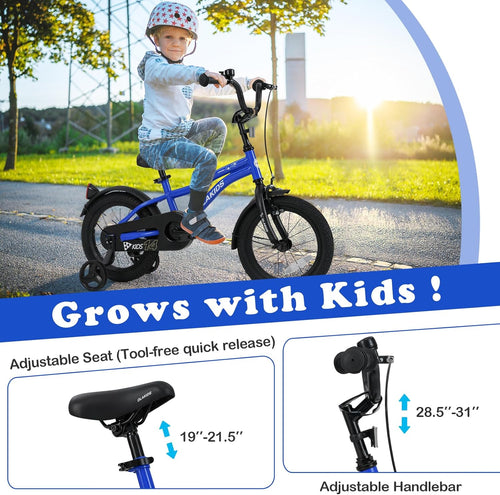 Olakids Kids Bike 12-18 Inch with Training Wheels, Dual Brakes, Adjustable Seat & Handlebar for Boys Girls