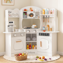 OLAKIDS Corner Kids Kitchen Playset with Lights, Sounds & Coffee Machine, Wooden Pretend Cooking Set
