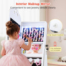 OLAKIDS Kids Jewelry Armoire Cabinet, 360° Swivel Lockable Standing Makeup Organizer