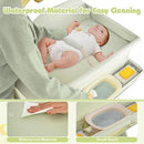 INFANS Baby Changing Table with Wheels, Portable Folding Diaper Station Nursery Organizer with Storage Basket, Hanging Rack, Adjustable Height, Safety Belt for Newborn Infant