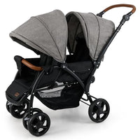 INFANS Double Stroller, Foldable Baby Tandem Stroller with Djustable Backrest Canopy Footrest