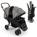 INFANS Double Stroller, Foldable Baby Tandem Stroller with Djustable Backrest Canopy Footrest