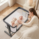INFANS 3-in-1 Baby Bassinet, Bedside Sleeper with Comfy Mattress, Wheels, 6-Height Adjustable, Storage Basket
