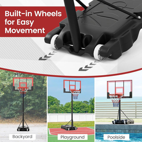 OLAKIDS Basketball Hoop Outdoor, Portable 3.3-7 FT Height Adjustable Goal System