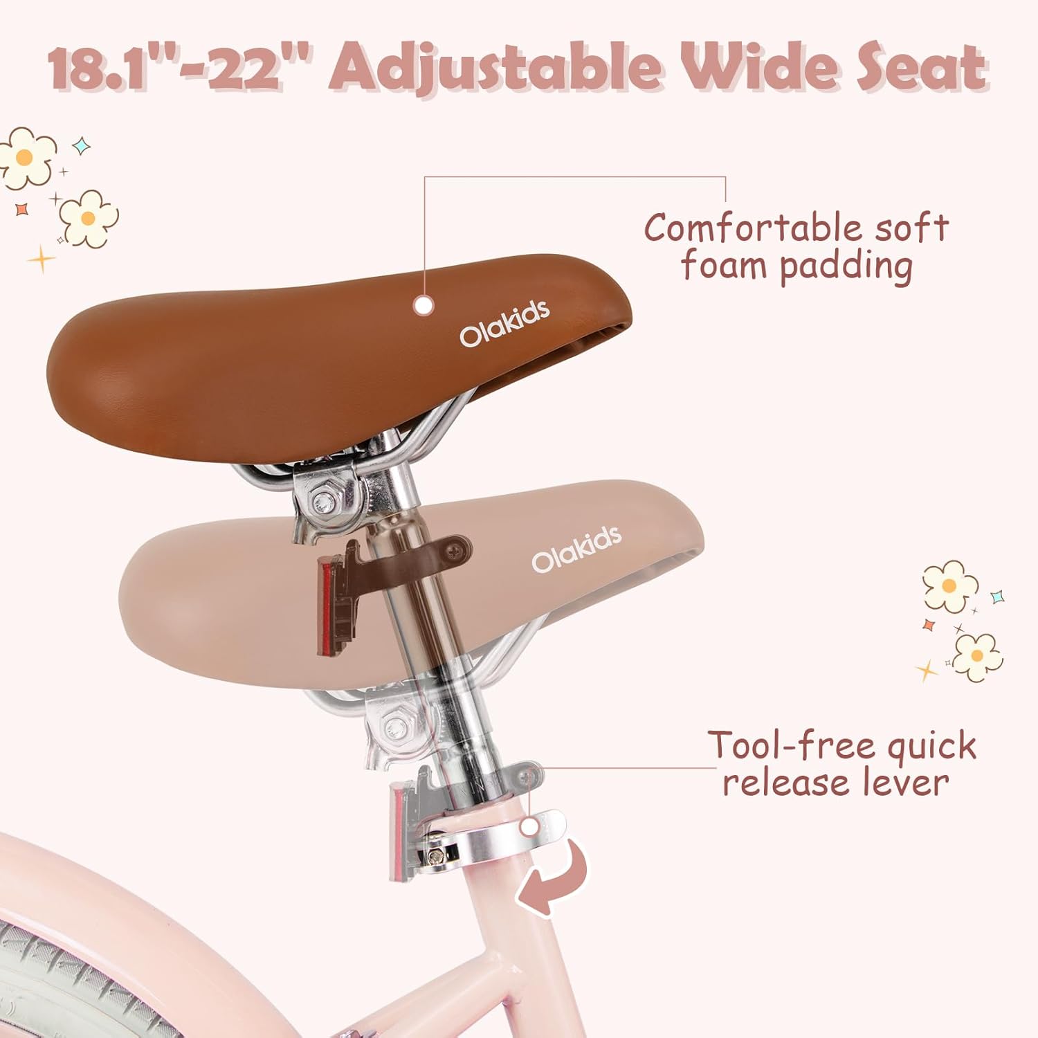 OLAKIDS Kids Bike 12/14/16/18 Inch with Training Wheels & Basket for Ages 3-8  (20 Inch without traninning wheels)