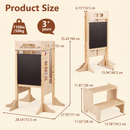 OLAKIDS Foldable 4-in-1 Wooden Toddler Tower, 2-Step Standing Stool with Chalkboard, Kitchen Helper for Kids 3+