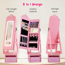 OLAKIDS Kids Jewelry Armoire Cabinet, 360° Swivel Lockable Standing Makeup Organizer