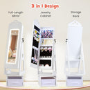 OLAKIDS Kids Jewelry Armoire Cabinet, 360° Swivel Lockable Standing Makeup Organizer