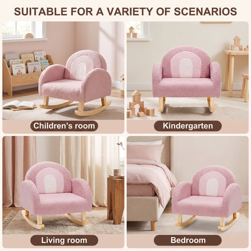 OLAKIDS Kids Sofa, Toddler Rocking Chair with Solid Wooden Frame, Anti-Tipping Design, Plush Fabric, Children Armchair