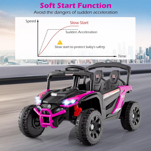 OLAKIDS 12V Ride on Car UTV, Electric Off-Road Truck with Remote Control, Lockable Doors, Safety Belt, Horn, Music, Lights, 4 Wheeler Toys for Kids Toddlers Aged 3+ Years