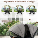 INFANS Double Stroller, Foldable Baby Tandem Stroller with Djustable Backrest Canopy Footrest