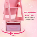 OLAKIDS Kids Jewelry Armoire Cabinet, 360° Swivel Lockable Standing Makeup Organizer