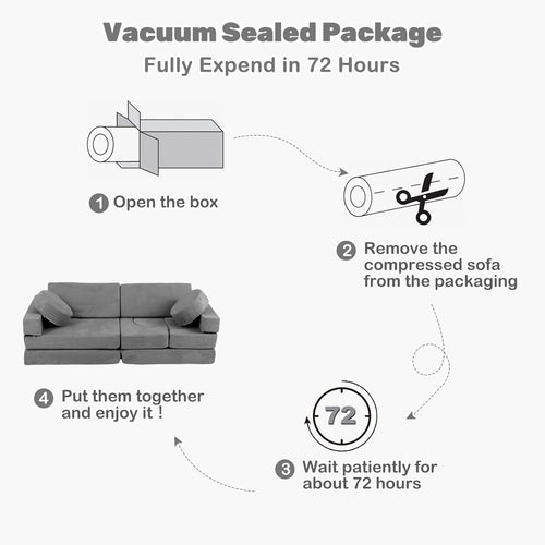 INFANS Modular Kids Play Couch, 13 PCS Toddler Creative Sectional Fort Building Sofa