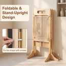 OLAKIDS Foldable 4-in-1 Wooden Toddler Tower, 2-Step Standing Stool with Chalkboard, Kitchen Helper for Kids 3+