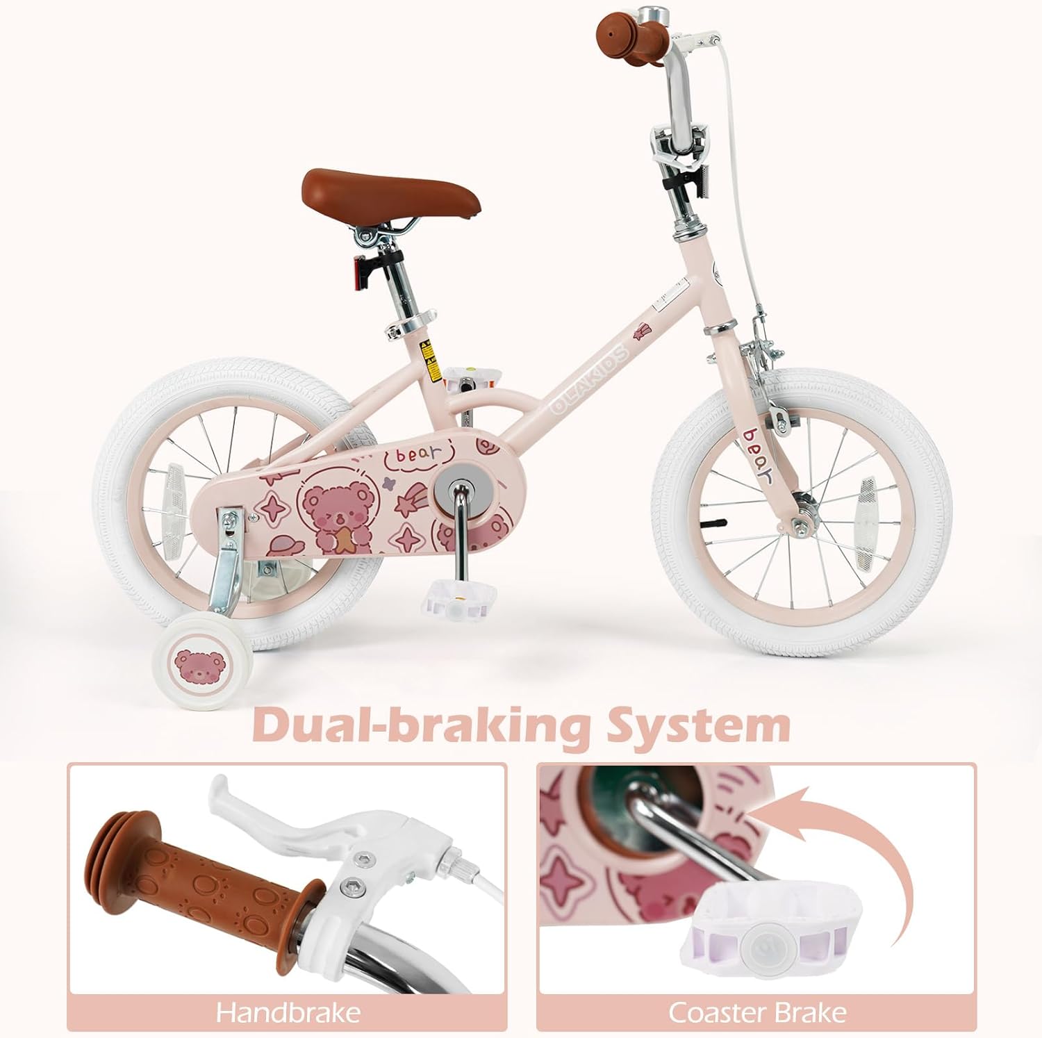 Olakids Kids Bike, 12 14 16 18 Inch Bear Themed Toddlers Bike