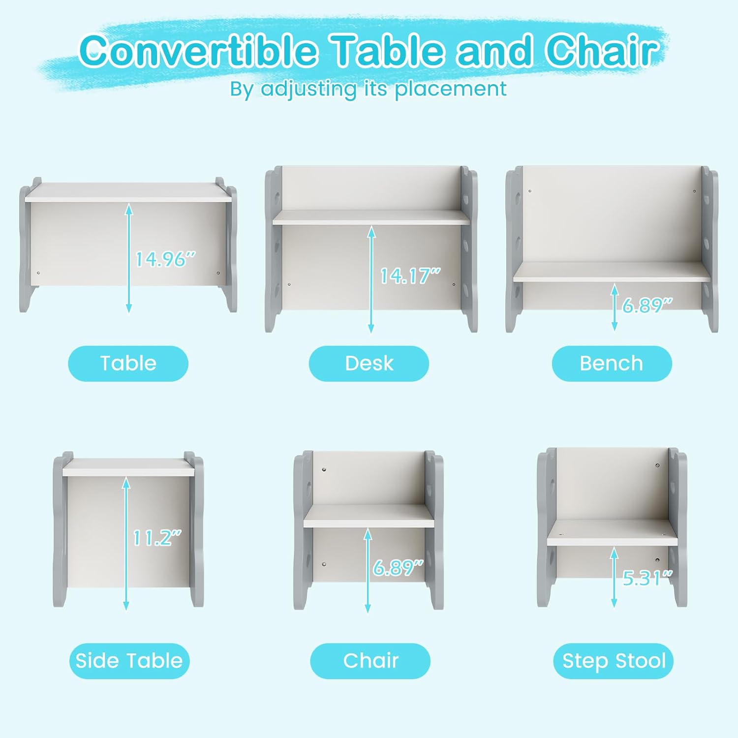 OLAKIDS Kids Table and Chair Set, Toddler 3-Piece Activity Table