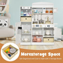 OLAKIDS Wooden Toddler Kitchen Playset with Lights, Coffee Maker, Ice Maker, Stove, Sink, Microwave and 2 Storage Bins