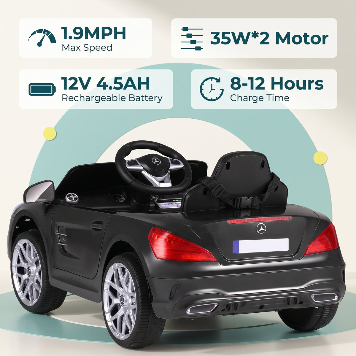 OLAKIDS Licensed Mercedes Benz SL500 12V Kids Ride On Car