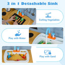OLAKIDS Wooden Outdoor Mud Kitchen with Sink, Chalkboard & Stove for Kids