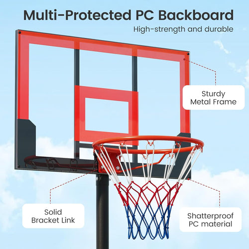 OLAKIDS Basketball Hoop Outdoor, Portable 3.3-7 FT Height Adjustable Goal System