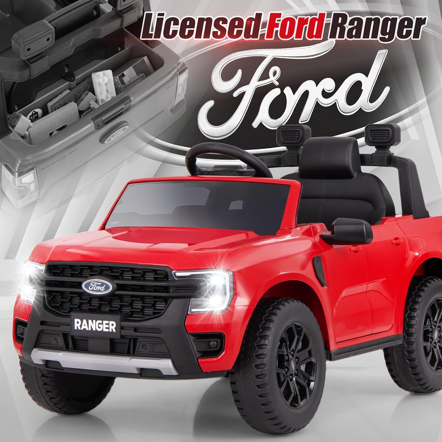 OLAKIDS Licensed Ford Ranger Ride on Car for Kids by OLAKIDS, 12V Electric Vehicle
