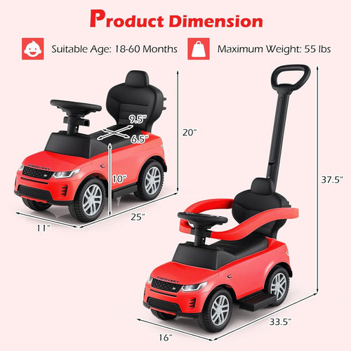 OLAKIDS Licensed Land Rover Push Car for Toddlers 3 in 1 Baby Stroller Sliding Walking Car