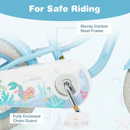 Olakids Kids Bike, 12 14 16 18 20 Inch Mermaid Theme Girls Bicycle with Training Wheels