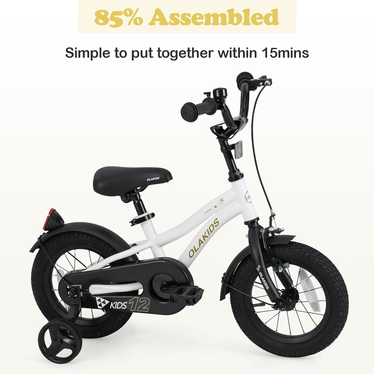 Olakids Kids Bike 12-18 Inch with Training Wheels, Dual Brakes, Adjustable Seat & Handlebar for Boys Girls