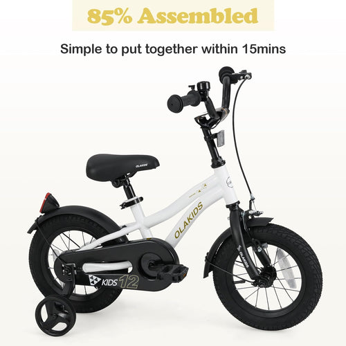 Olakids Kids Bike 12-18 Inch with Training Wheels, Dual Brakes, Adjustable Seat & Handlebar for Boys Girls