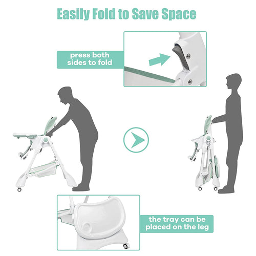 High Chair with One-Hand Removable TrayFoldable for Baby INFANS