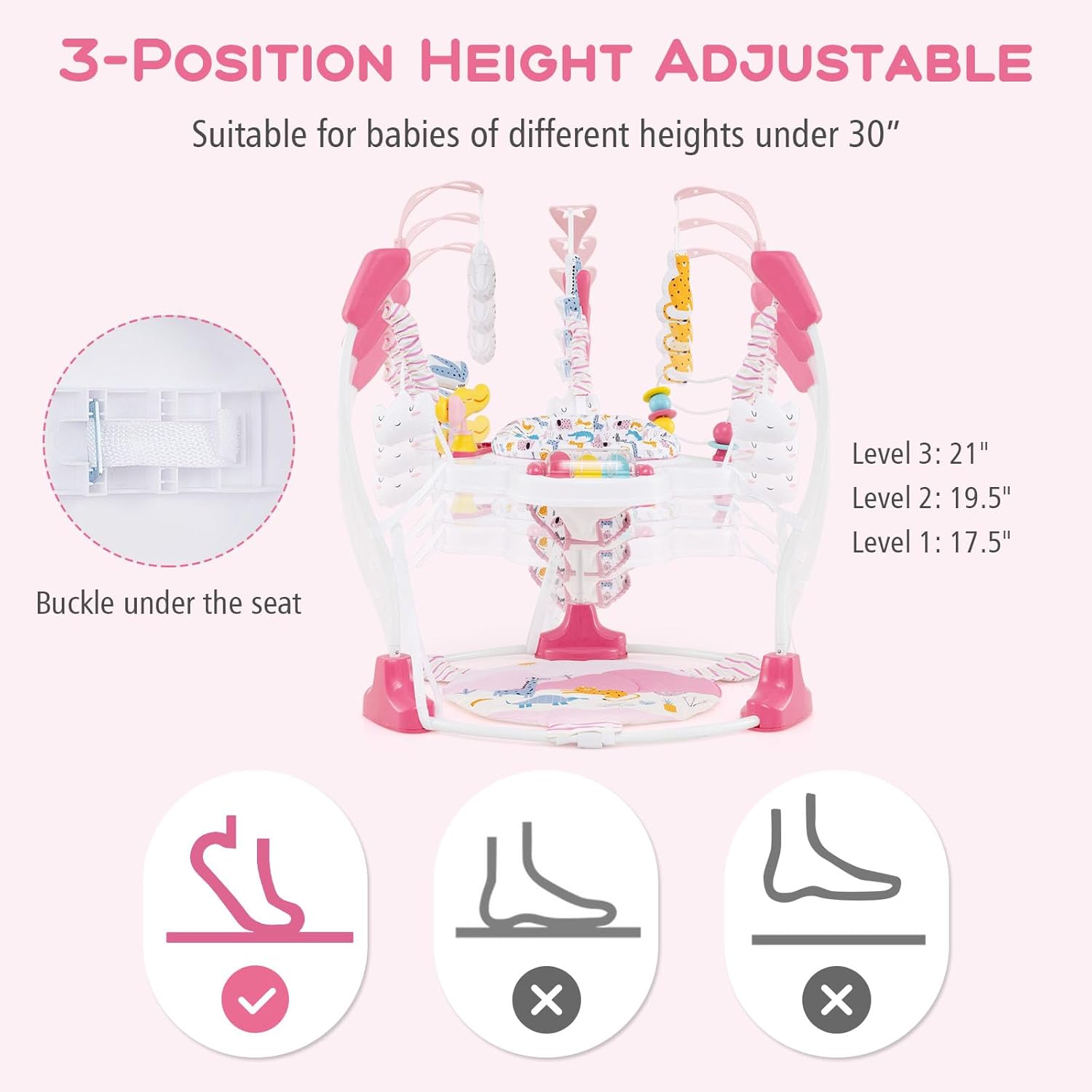 INFANS 3-in-1 Baby Activity Center, Jumper & Bouncer, Music, Lights, 360° Rotating Seat, 3 Adjustable Heights, Learning Toys for 6-12 Months